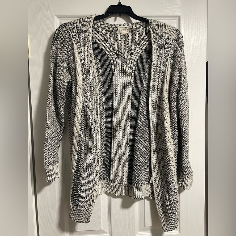 Women’s heavy knit black and cream cardigan